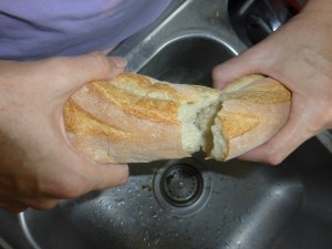 breaking baguette