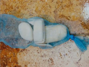 Put the soap in the mesh bag.