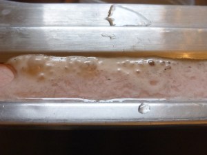 counter edge, gunk bubbling up