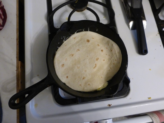 tortilla fitting exactly into skillet