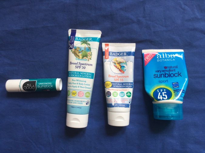 The 4 varieties of sunscreen mentioned in the article.